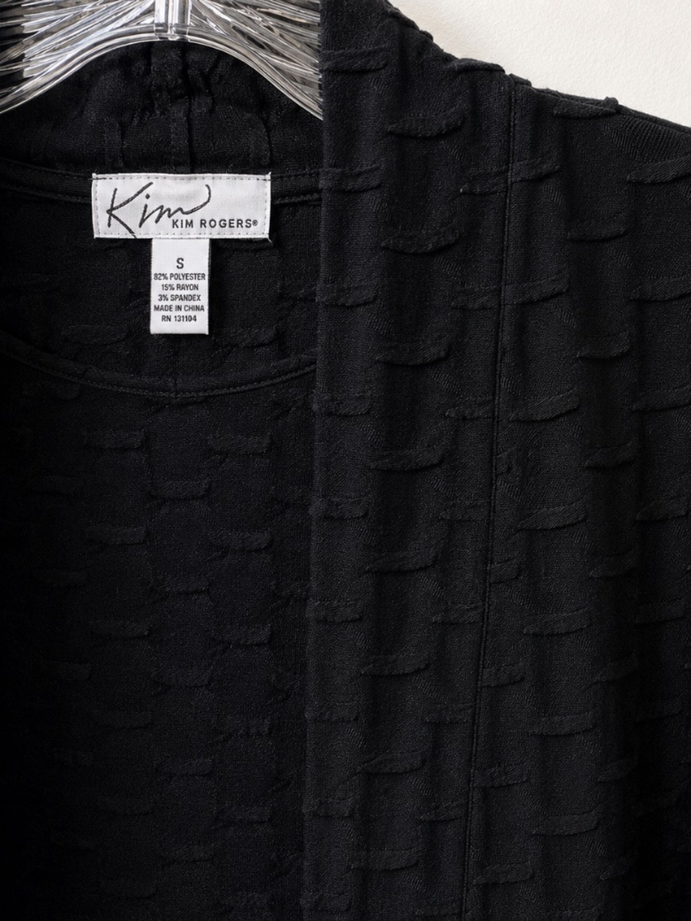Kim Rogers Black Textured Open Front Jacket Women’s Small Long Sleeve Layering - Picture 4 of 9